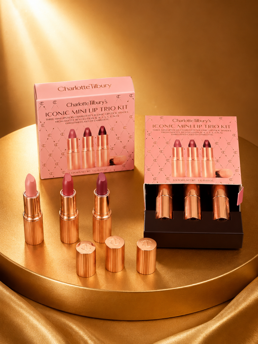 Charlotte Tilbury Iconic Mini Lip Trio Kit – 3 Piece Luxury Lipstick Gift Set