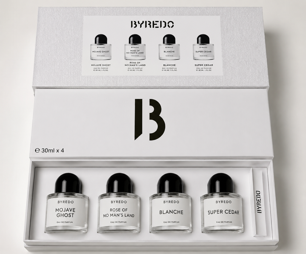 Byredo Eau de Parfum Fragrance Discovery Gift Set (4 x 30ml) – Mojave Ghost, Rose of No Man's Land, Blanche, Super Cedar