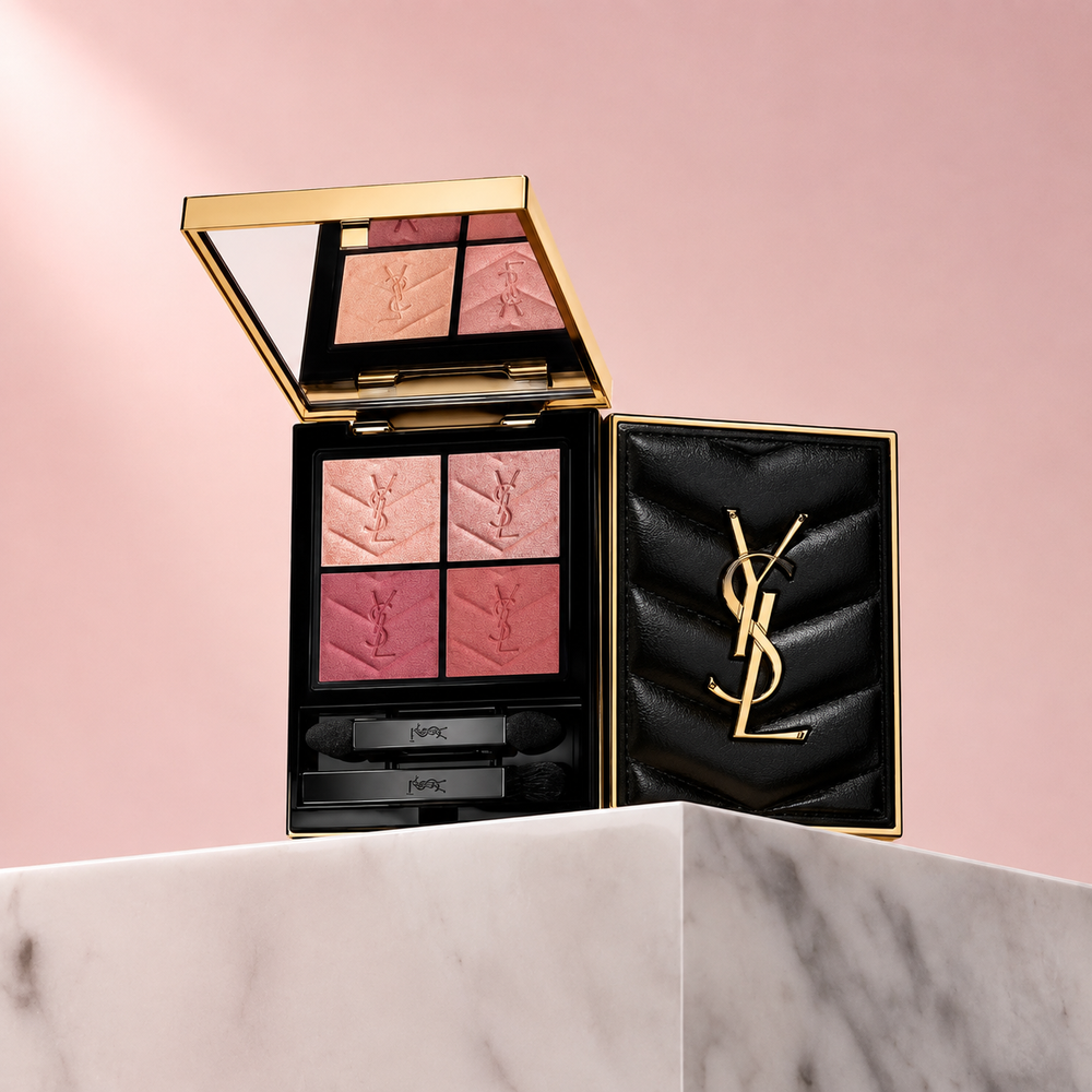 Title Options Option 1 (SEO-Focused): Yves Saint Laurent Couture Mini Clutch Eyeshadow Palette – Quilted Leather Case with Soft Pink & Berry Shades