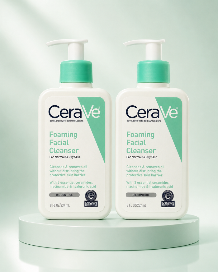 CeraVe Foaming Facial Cleanser (8 FL OZ / 237 mL) Daily Face Wash for Normal to Oily Skin with Ceramides, Niacinamide & Hyaluronic Acid | Oil Control