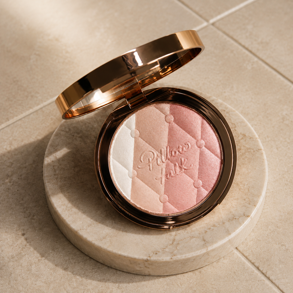 Charlotte Tilbury Pillow Talk Multi-Glow Highlighter – Cool Pink & Pearl Shades in Rose Gold Compact