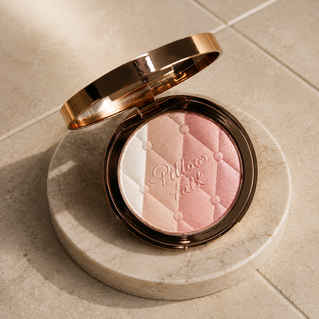Charlotte Tilbury Pillow Talk Multi-Glow Highlighter – Cool Pink & Pearl Shades in Rose Gold Compact