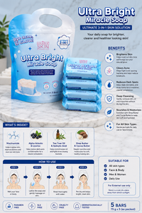 Hikari Skin Essentials Ultra Bright Miracle Soap – 3-in-1 Brightening & Cleansing Pack of 5