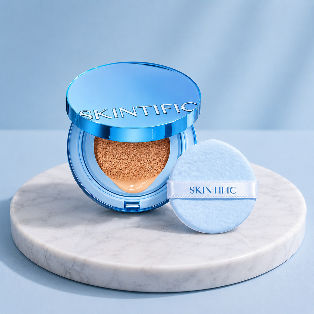 SKINTIFIC Cover All Perfect Cushion Foundation – Full Coverage & 12H Flawless Satin Finish
