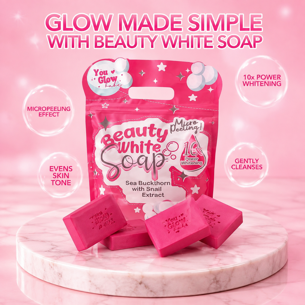 You Glow Babe Beauty White Soap – Sea Buckthorn & Snail Extract Micro-Peeling Brightening Soap, 4 × 85g