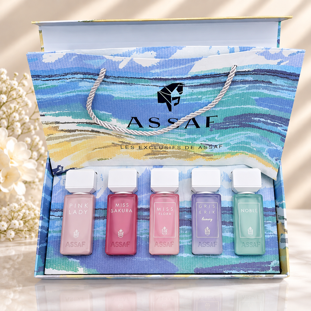 ASSAF Les Exclusifs Luxury 5-Piece Women’s Perfume Gift Set – Pink Lady, Miss Sakura, Miss Flora, Gris Erik & Noble