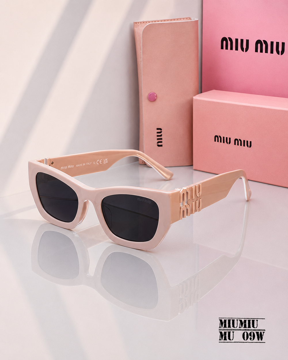 Miu Miu MU 09W Pink Cat-Eye Sunglasses – Dark Lenses PREMIUM CLASS