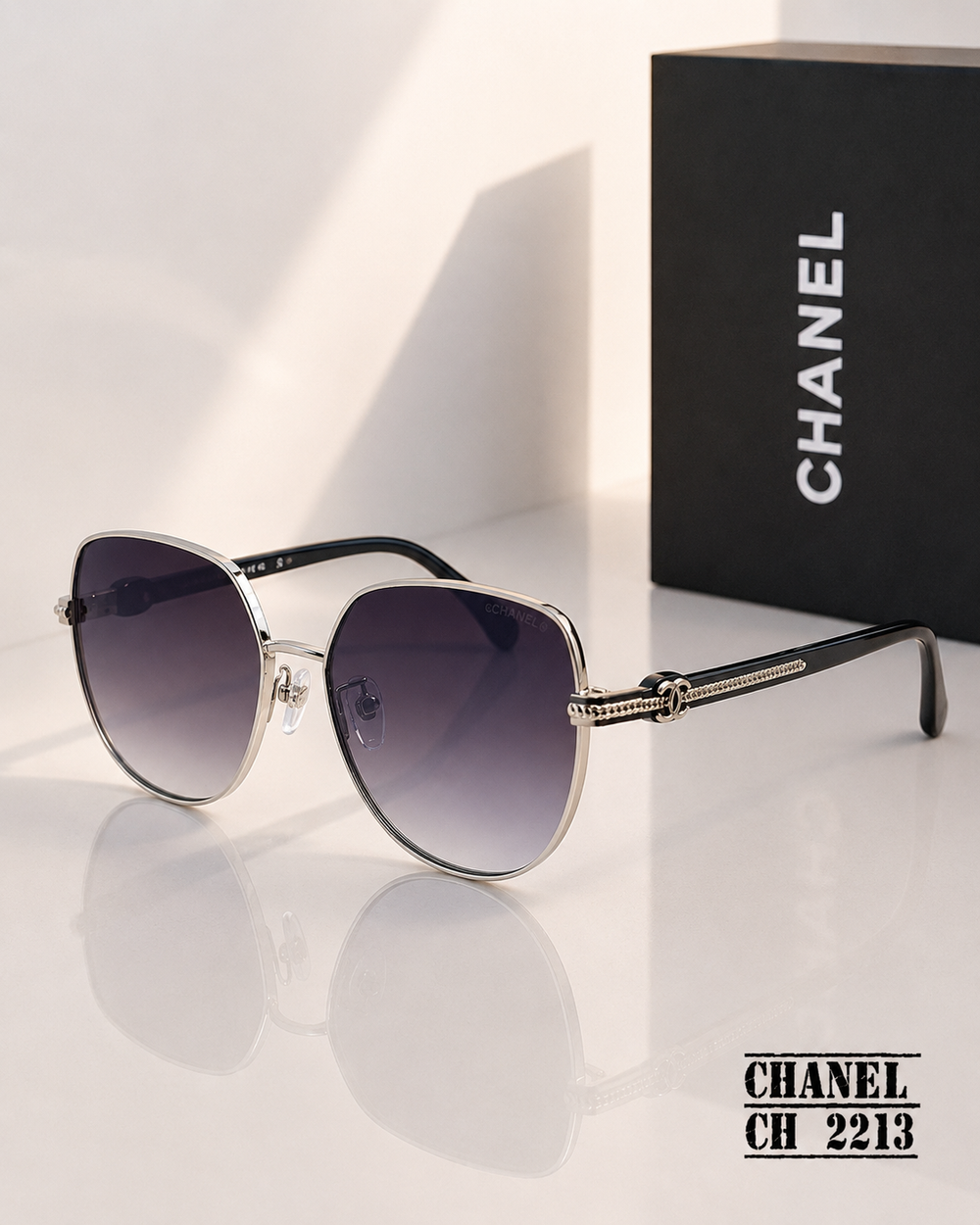 CHANEL CH 2213 Silver Metal Gradient Sunglasses – Luxury Women’s Eyewear PREMIUM CLASS