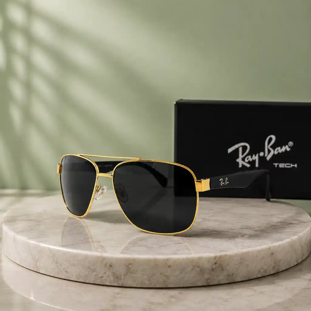 RayBan RB3483 Gold & Black Square Sunglasses
