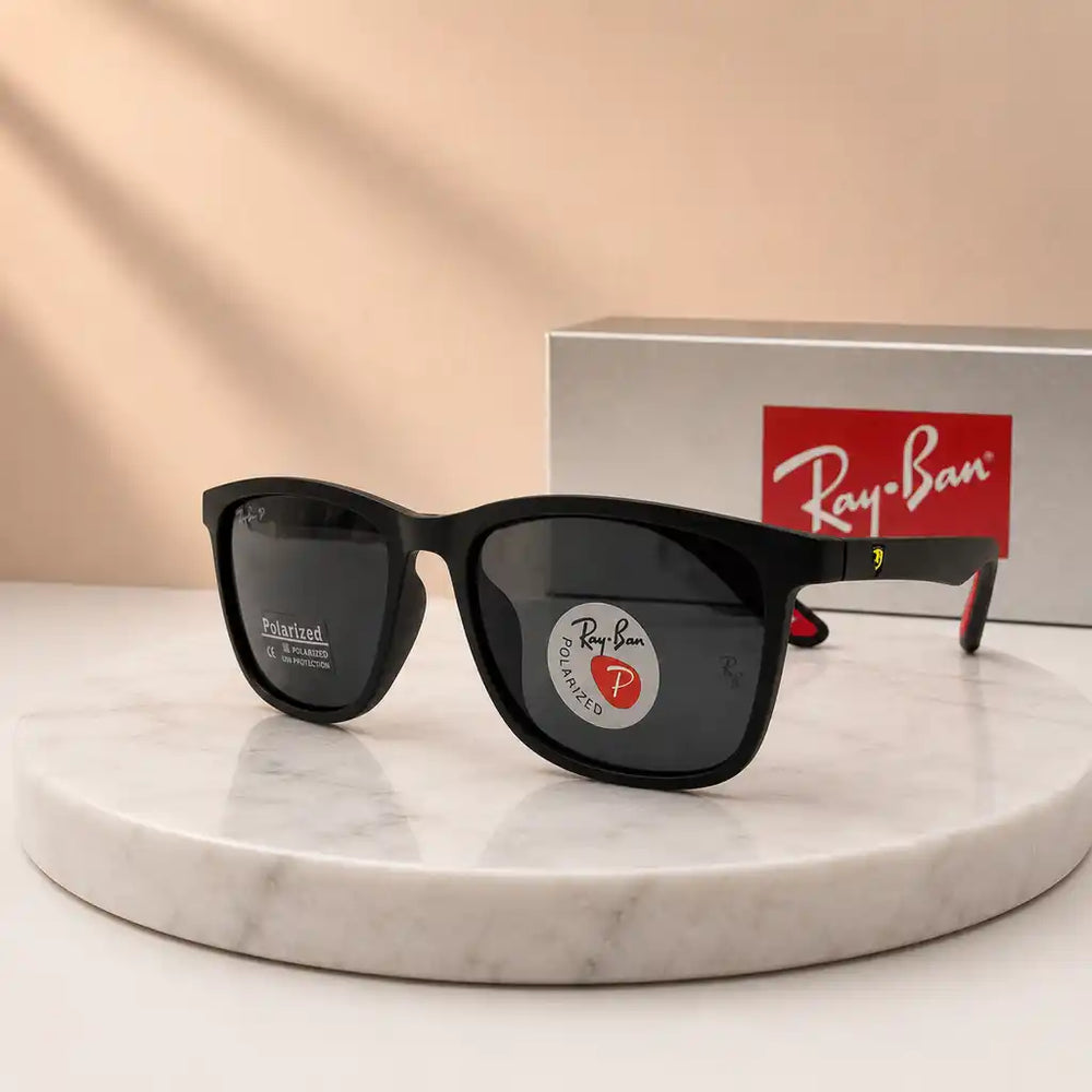 Ray-Ban RB8362 Black Rectangular Polarized Sunglasses