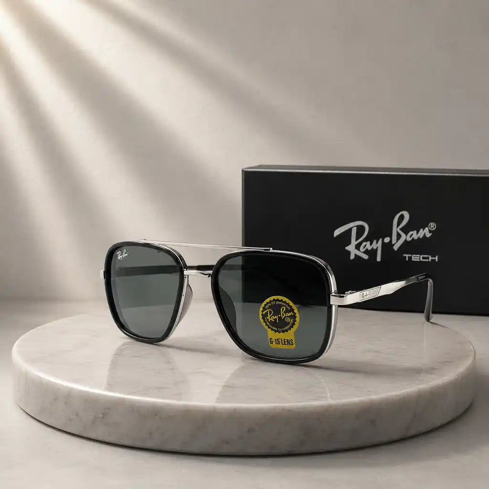 Premium silver metal frame paired with dark lenses for a sophisticated finish. Lightweight construction with UV400 protection, ideal for casual and formal styling.