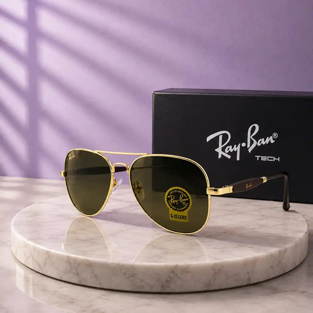 RayBan RB3517 Gold Aviator Polarized Sunglasses